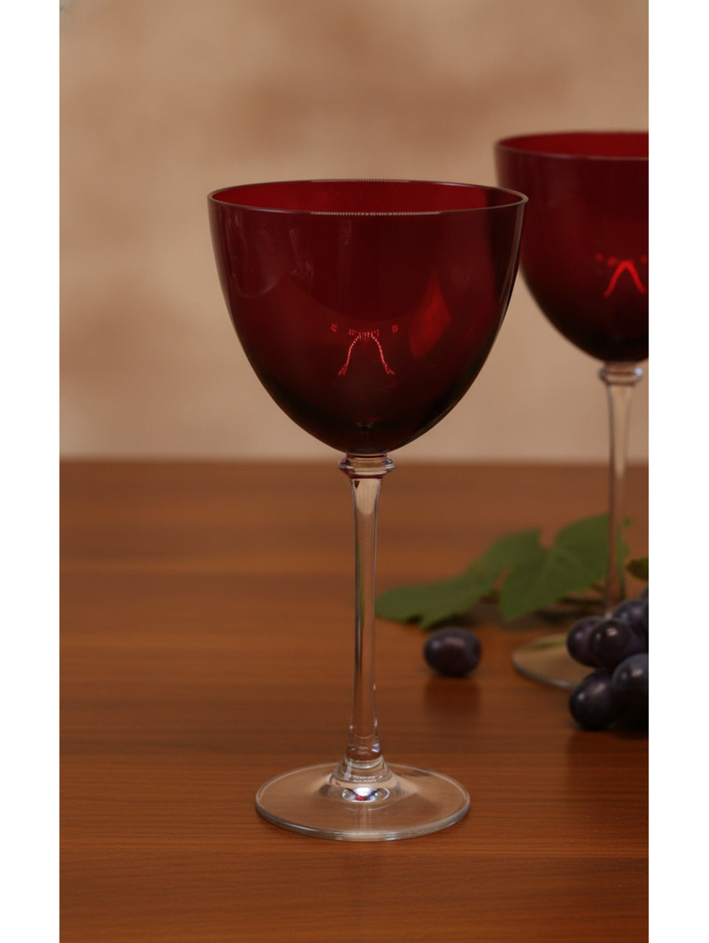 Single Baccarat Perfection Ruby Red Wine Glass - Clear Stem - Near Mint